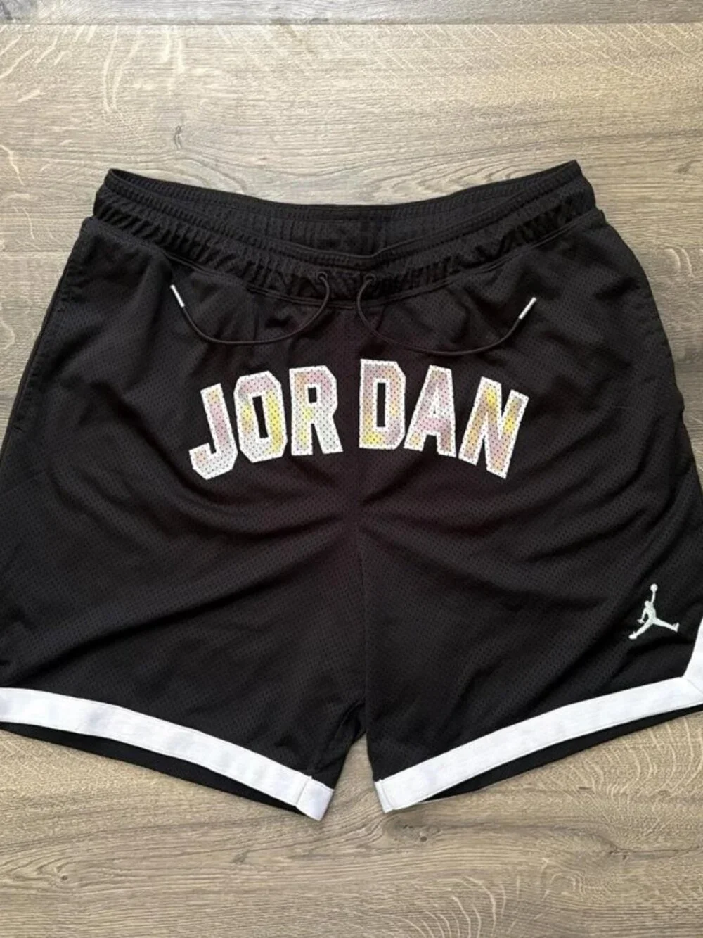Jordan Black Shorts with JORDAN Graphic & White Trim (L)